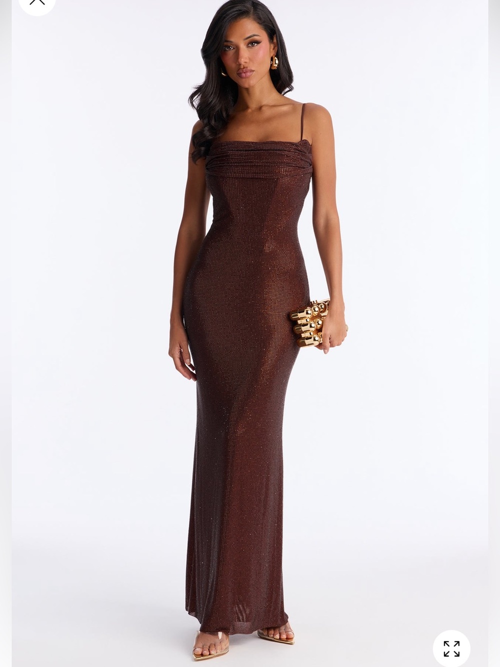Sequin brown maxi dress